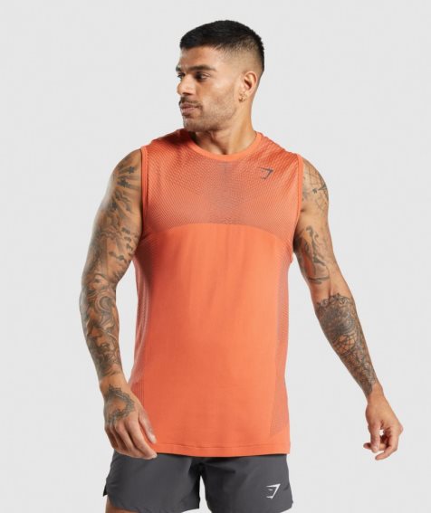 Men's Gymshark Apex Seamless Tanks Orange | NZ 1LGKCI